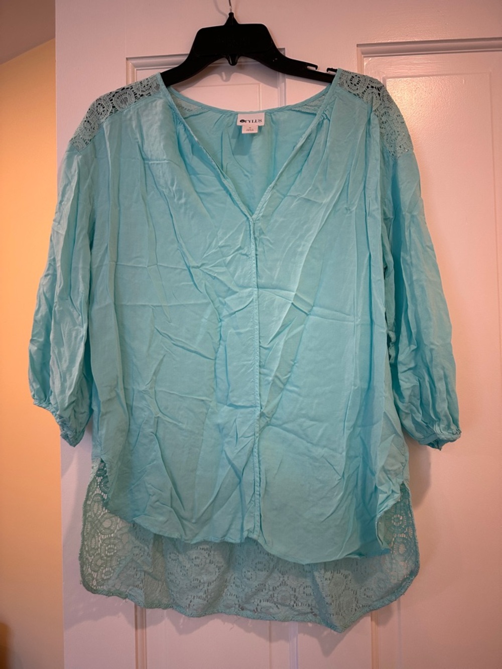 Pastel Blue 3/4 Length Top